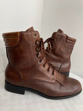 Acme Leather Kiltie Lacer Boots Brown Western Lace Up Cowgirl Equestrian Women's